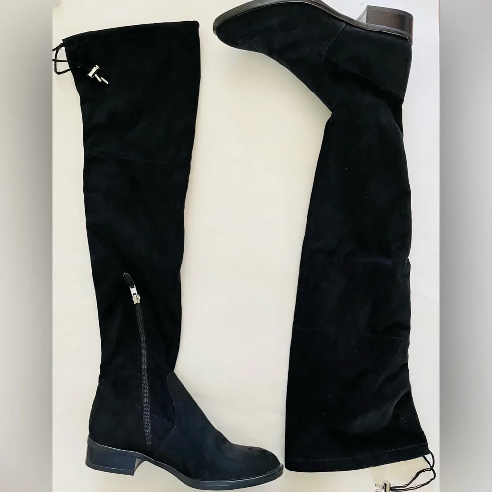 Sam Edelman Paloma Over the Knee High Solid Black Drawstring Boots
